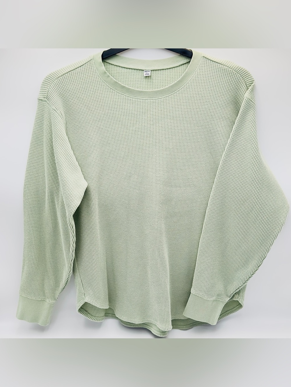 Uniqlo Mint Green Waffle-Knit Long Sleeve Tee